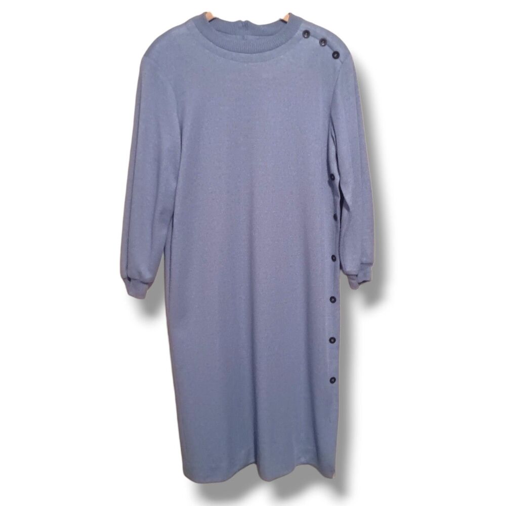 Vtg Umba for Parnes Feinstein Knit Shift Dress-Size 14-Shoulder Pads-Union Made
